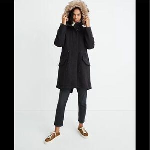 New Madewell Vancouver Wool blend Parka Dark Grey Size small